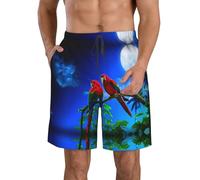 OdDdot Short de bain à séchage rapide pour homme, imprimé Border Collie, short de bain respirant, pour l'été, le surf, la plage, Perroquets., L