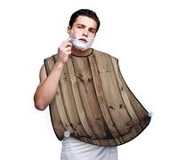 OdDdot Tablier à barbe imprimé grain de bois pour homme Matériau anti-adhésif pour coiffer et tailler, Noir , taille unique