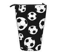 OdDdot Trousse à crayons avec imprimé football noir, sac à crayons, trousse à cosmétiques, trousse à crayons portable, Noir , Taille unique, Organiseur de sac