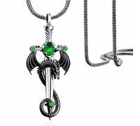 OdDdot Unisexe Retro Dragon avec épée croisée Hip Hop Pendentif Collier personnalisé Saint-Valentin Lumière de Noël Bijoux de Luxe