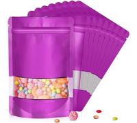ODDIER Lot de 120 sacs hermétiques en mylar pour le stockage des aliments, sacs hermétiques avec fenêtre mate refermables pour petites entreprises, pochette d'emballage en aluminium pour bonbons