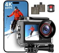 ODDV Caméra d'action 4K60FPS 30 MP, écran arrière tactile, caméra | Écrans LCD avant, zoom 5x, caméra étanche de 40 m, EIS 6.0, télécommande WiFi 2,4 G, mise au point automatique