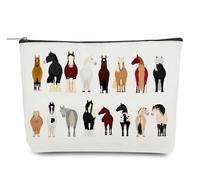 Odebyata Jolie trousse de maquillage de race de cheval, trousse de maquillage de groupe de chevaux de dessin animé, diverses races de chevaux, sac de rangement pour les amateurs de chevaux, les