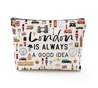 Odebyata Trousse de maquillage de voyage en Grèce, trousse de maquillage pour voyageurs, meilleures filles, amis, amateurs de voyage, grande trousse de toilette en lin avec fermeture éclair pour un