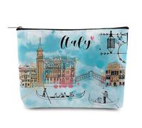 Odebyata Trousse de maquillage souvenir de voyage en Italie, esthétique, aquarelle, trousse de maquillage pour les meilleures mères, la famille, les amis, les amateurs de voyage, trousse de toilette à
