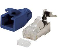 odedo Lot de 10 fiches à sertir bleues CAT 8.1 CAT 7, 7 A, CAT 6A pour câble de pose jusqu'à 8 mm rigide ou flexible 1,2 mm - 1,45 mm connecteur RJ45 en métal blindé avec aide à l'enfilage.