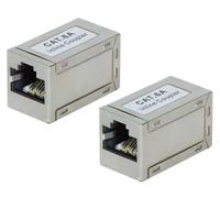 odedo - Lot de 2 connecteurs RJ45 Cat 6A 10G 10 Gigabit RJ45 LAN, en métal blindé, 3 x 1,7 x 1,6 cm, câble réseau CAT 6, 6A & CAT 7, Coupleur en ligne STP