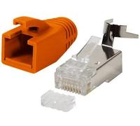 ODEDO Lot de 20 fiches à sertir CAT7, CAT6A RJ45 également pour câbles de pose 10 GBit AWG 22-24 PoE LAN RJ45 - Protection anti-torsion - Orange