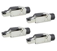 odedo® Lot de 4 connecteurs à sertir RJ45 CAT 6A et 7 pour câble de raccordement réseau jusqu'à 10 Gigabit, montage sans outils avec décharge de traction