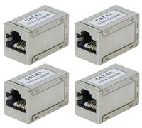 odedo Lot de 4 connecteurs LAN CAT 6A 10G 10 Gigabit RJ45 en métal blindé extra petit seulement 3 x 1,7 x 1,6 cm, coupleur CAT 6, 6A et CAT 7 en ligne STP