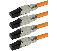 odedo Lot de 4 fiches réseau CAT6A et CAT7 RJ45 jusqu'à 10 Gigabit pour câble de pose de câble réseau, montage sans outil, fiche à sertir, câble d'installation également PoE+, AWG 22-26