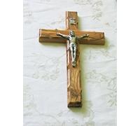 Odeh Wood Crucifix mural en bois d'olivier en bois d'olivier Bethléem Terre Sainte Jérusalem 25,4 cm