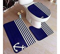 Odelia Palmer Tapis de Salle de Bain Nautique Ancre Amour Bleu Marine, Housse de siège de Toilette absorbante antidérapante Housse de Couvercle de Tapis de Bain