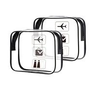 Oderra 2 Sacs Trousse de Toilette Transparente, Trousse Toilette Femme PVC Étanche, Pochette Transparente Voyage pour Le Transport de liquides, Trousse Avion pour liquides Femmes & Hommes