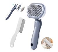 Oderra Brosse Chat et Chien avec Peigne Anti-Puces - Kit de Toilettage Double Fonction - Démêlage, Nettoyage des Zones Sensibles, Éjection des Poils en 1 Clic, Manche Antidérapant et Nettoyable