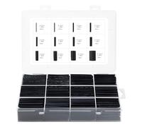 Oderra Gaines Thermorétractables Noires 900 Pièces - Manchon Thermoretractable pour Isolation Électrique des Câbles, 12 Tailles - Ratio de Contraction 2:1 - Protections de Fils