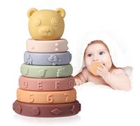 Oderra Jouet Tour Souple Empilable Bebe 6 Mois Sensoriel Eveil, Montessori Souple Jouet Dentition Bébé Bain bébé Jouets D'éveil, Jeux Educatif Garçon Fille