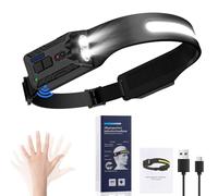 Oderra Lampe Frontale Rechargeable, Super Légerlampe Frontale Running, Capteur Mouvements, 8 Modes D'éclairage, avec Indicateur de Batterie, Ipx5 étanche, 12h D'autonomie pour Camping et Urgence