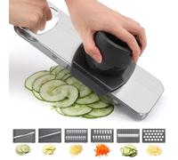 Oderra Mandoline Cuisine Multifonctions 6 Lames en Inox - Coupe Légumes avec Protection de Sécurité pour Trancher et Râper Légumes et Fruits