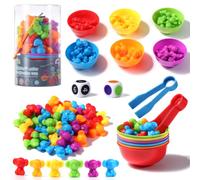 Oderra Montessori-48 pièces Comptage des Koalas pour Tri, Jouets éducatifs avec gobelets, dés et Pinces pour Apprendre à Compter Les Couleurs motricité Fine, Jeu Montessori