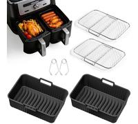 Oderra Moule Silicone Air Fryer 6 Pièces, Compatible Ninja Foodi AF400/AF300, Instant Vortex, COSORI, Philips, Moulinex, Panier + Grilles INOX, Silicone Alimentaire