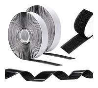 Oderra Ruban Scratch Autocollant Double Face 5 m x 20 mm, Noir | Bande Adhésive Puissante à Crochets et Boucles pour Tissu, Couture, Moustiquaire, Rideaux et Bricolage Sans Percer