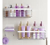 ODesign Lot de 3 paniers de Douche en Acier Inoxydable SUS304 pour shampoing, après-shampoing, Salle de Bain, Cuisine, sans perçage