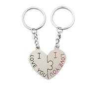 ODETOJOY 1 Paire de Couple Porte-clés en Forme de Coeur brisé, Porte Clef pour Deux Je Taime Elle et Lui Porte cle pour mâle et Femelle Valentin idée Cadeau