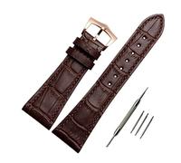 ODETOJOY Bracelet de montre de 25 mm en cuir véritable noir avec boucle en acier argenté pour homme (boucle rose, marron), Rose Buckle, Acier inoxydable