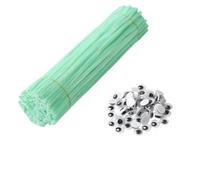 ODETOJOY Lot de 100 cure-pipes torsadés en chenille de couleur unie pour cure-pipes en vrac pour projets artistiques, loisirs créatifs, décoration avec yeux mobiles mobiles mobiles (vert clair)