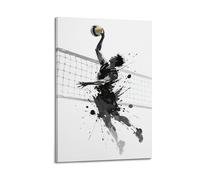 ODGYENGW Impression sur toile murale avec éclaboussures d'encre dynamique - Mouvement athlétique - Impression sur toile - Volley-ball - 30 x 45 cm