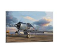 ODGYENGW Impression sur toile murale vintage de la Seconde Guerre mondiale F6F-3 Hellcat Fighter Avion 60 x 90 cm