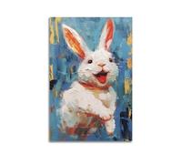 ODGYENGW Impression sur toile représentant un lapin, style peinture à l'huile - 40 x 60 cm