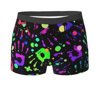 ODHHGDF Boxer pour homme - Néon - Rétro - Triangle - Respirant - Extensible - Confort tout au long de la journée, Gouttes de peinture sur des empreintes de mains lumineuses, XXL