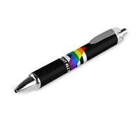 ODHHGDF Stylo à bille LGBT à pointe fine (0,5 mm) rétractable et lisse - Motif drapeau des alliés - Noir