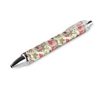 ODHHGDF Stylo à bille rechargeable - Stylo à bille tendance pour homme et femme - Fournitures de bureau - 0,5 mm - Encre noire - 1 pièce - Joli bébé hérisson et champignons