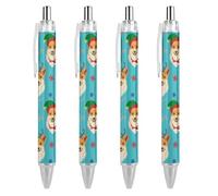 ODHHGDF Stylo à bille rétractable réutilisable de 0,5 mm, motif chien Corgi de Noël bleu, pour homme et femme, stylo d'écriture lisse et confortable, fournitures de bureau