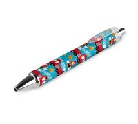 ODHHGDF Stylos à bille tendance rétractables noirs de 0,5 mm - Joli camion de pompiers rouges - Bels stylos d'écriture bleus pour homme et femme - Fournitures de bureau - 1 pièce