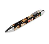 ODHHGDF Stylos rétractables noirs pour hommes et femmes, élégants et beaux stylos d'écriture de 0,5 mm, stylos à bille pour chiens Corgi de Noël, fournitures de bureau à domicile, 1 pièce