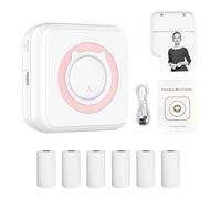 ODIKALA Mini Imprimante Thermique, Imprimante Portable Bluetooth Imprimante sans Encre Instantanée sans Fil Bluetooth avec 6 Rouleaux de Papier Compatible avec Android/iOS pour Memo, DIY, Photo (A)