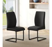 odikalo Lot de 2 chaises de cuisine, chaises de salle à manger, matériau PU avec pieds en métal noir, avec dossier et coussinets de protection antidérapants, 43 x 44,5 x 99 cm, noir