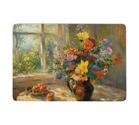 Odilon Redon Fleurs Tapis à Poils Courts 150 x 100 cm, Doux et Antidérapant | Tapis imprimé de chambre pour la déco de Noël, avec dos à points PVC antidérapants; près du lit ou du canapé