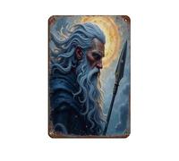 Odin Affiche de Dieu de la Sagesse Rétro Affiche Métal Plaque Chic Art Rétro Fer Peinture Bar Personnes Cave Café Famille Garage Poster Décoration Murale 20 x 30 cm