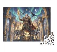 Odin - Mythologie Nordique Puzzle en Bois 500 Pièces Adultes Et Enfants,Dès 14 Ans, Anti-Stress,Défi,Déco Murale,Premium,Bois,Jeu Éducatif,Détente,Casse-tête (52x38cm)