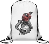 Odin Sac de gym décontracté avec corbeau Motif crâne et corne Blanc