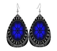 Odin, Symboles Vikings Et Païens Nordiques Boucles D'Oreilles Double Face Boucles D'Oreilles En Cuir Légères Pendantes Pour Quotidien Femme