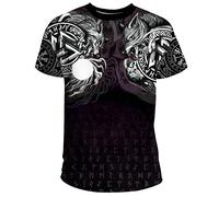 Odin's Wolves T-Shirts D'été Légers pour Hommes Haut Décontracté Viking Cool De Grande Taille Unisexe Street Fashion Manches Courtes,Valknut,5XL