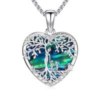 Odinstone Collier Arbre de vie en argent 925 Pendentif cœur Arbre de vie Collier Mère deux enfants Bijoux pour femmes Cadeaux pour maman Fils Fille