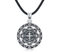 Odinstone Collier Boussole Homme en Argent Sterling 925 Pendentif Boussole Amulette Bijoux Cadeau de fin d'études pour Hommes Femmes
