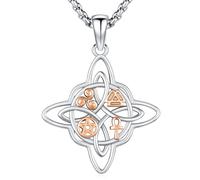 Odinstone Collier nœud de sorcière en argent 925 Nœud celtique Pendentif Triquetra Trinité Colliers Wicca Amulette Witchy Bijoux Protección Pendentifs Homme Femme